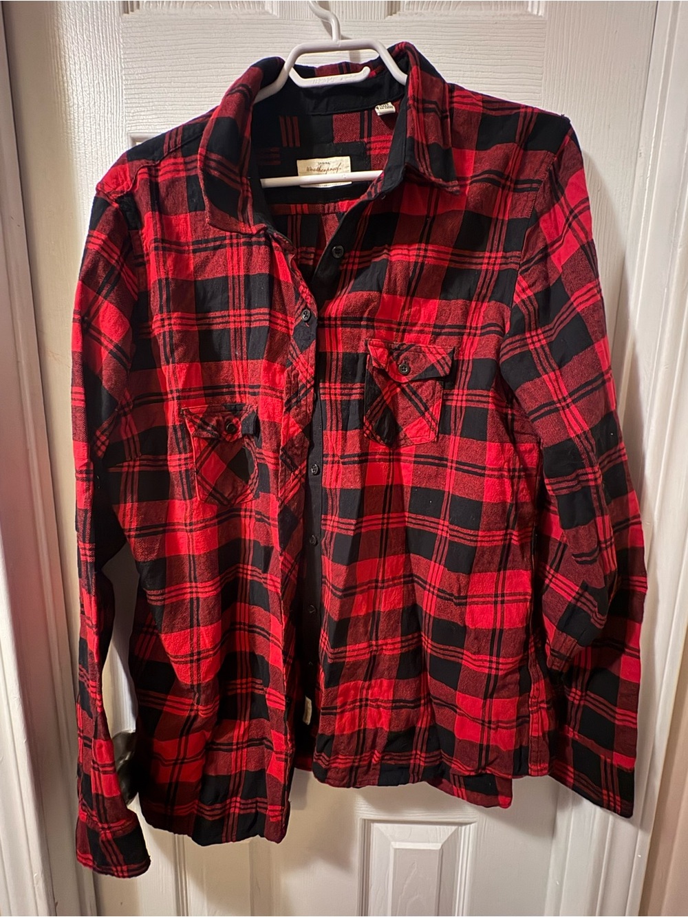 Weatherproof Red and Black Plaid Button-Down Shirt